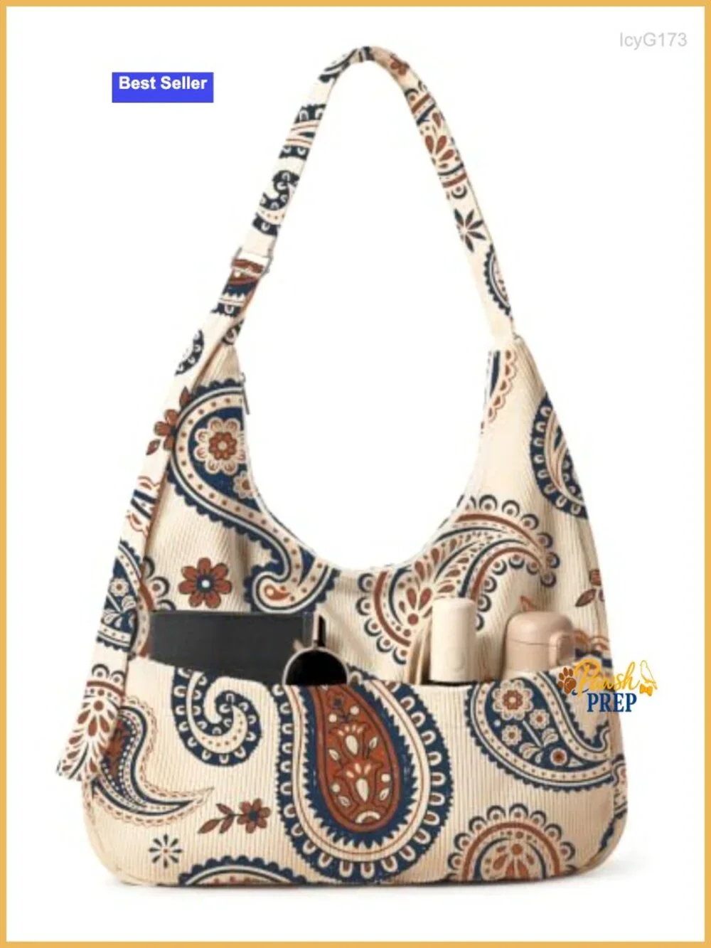 Women's Corduroy Hobo Bag - Slouchy Shoulder Crossbody Tote with Zipper &